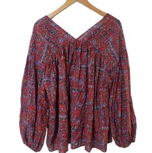 Bucket List Oversized Hippie/ Boho Long Sleeve Shirt. Floral. Size Small.